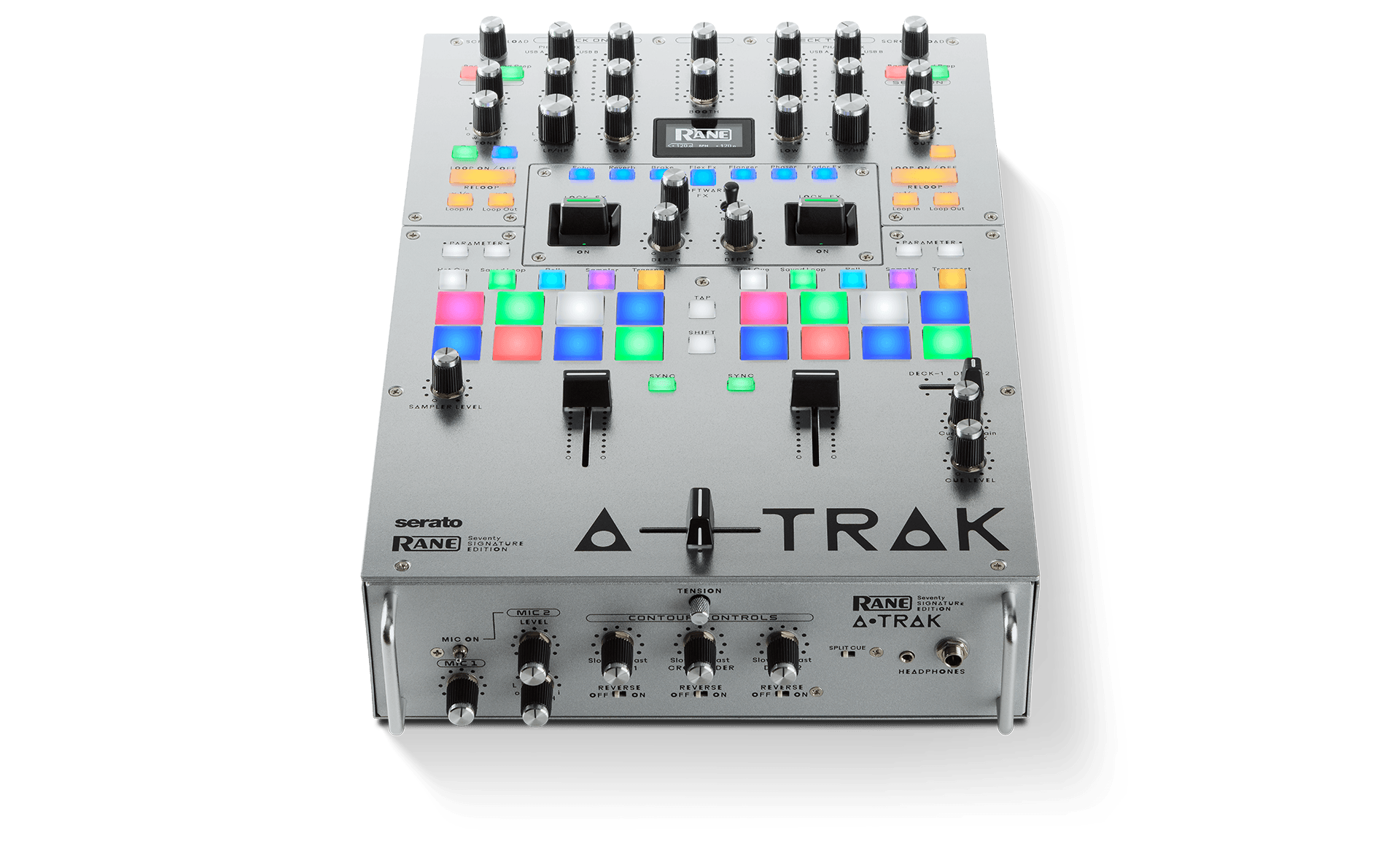 Top angle view of SEVENTY A-TRAK SIGNATURE EDITION DJ Battle Mixer
